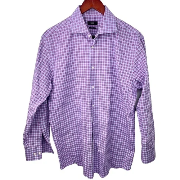 Hugo Boss | Shirts | Hugo Boss Nwot Sharp Fit Dress Shirt Red Blue White  Check Plaid Sz 7 | Poshmark